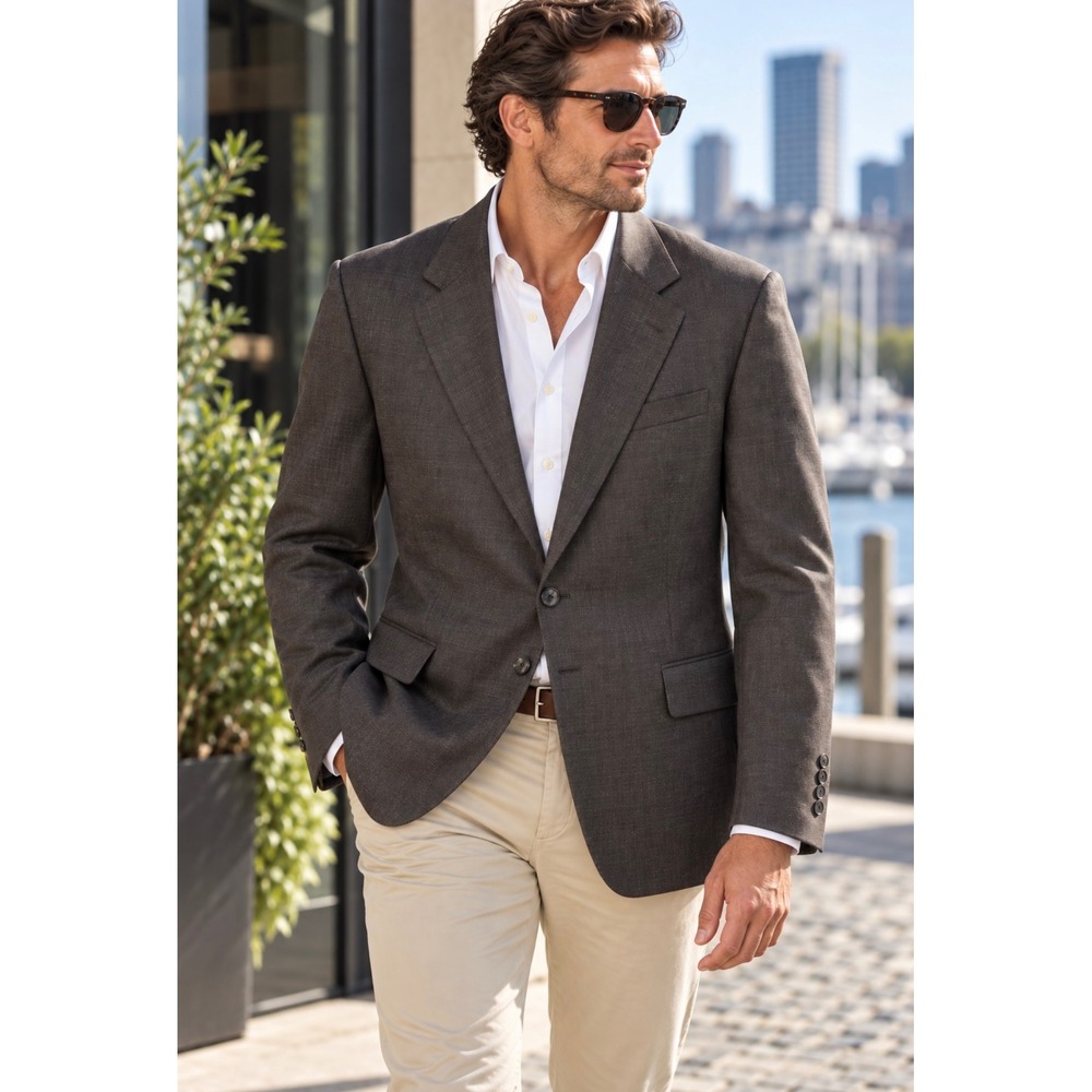 John Weitz Signature Collection Brown Wool Blazer S42 VTG Dark Academia Preppy